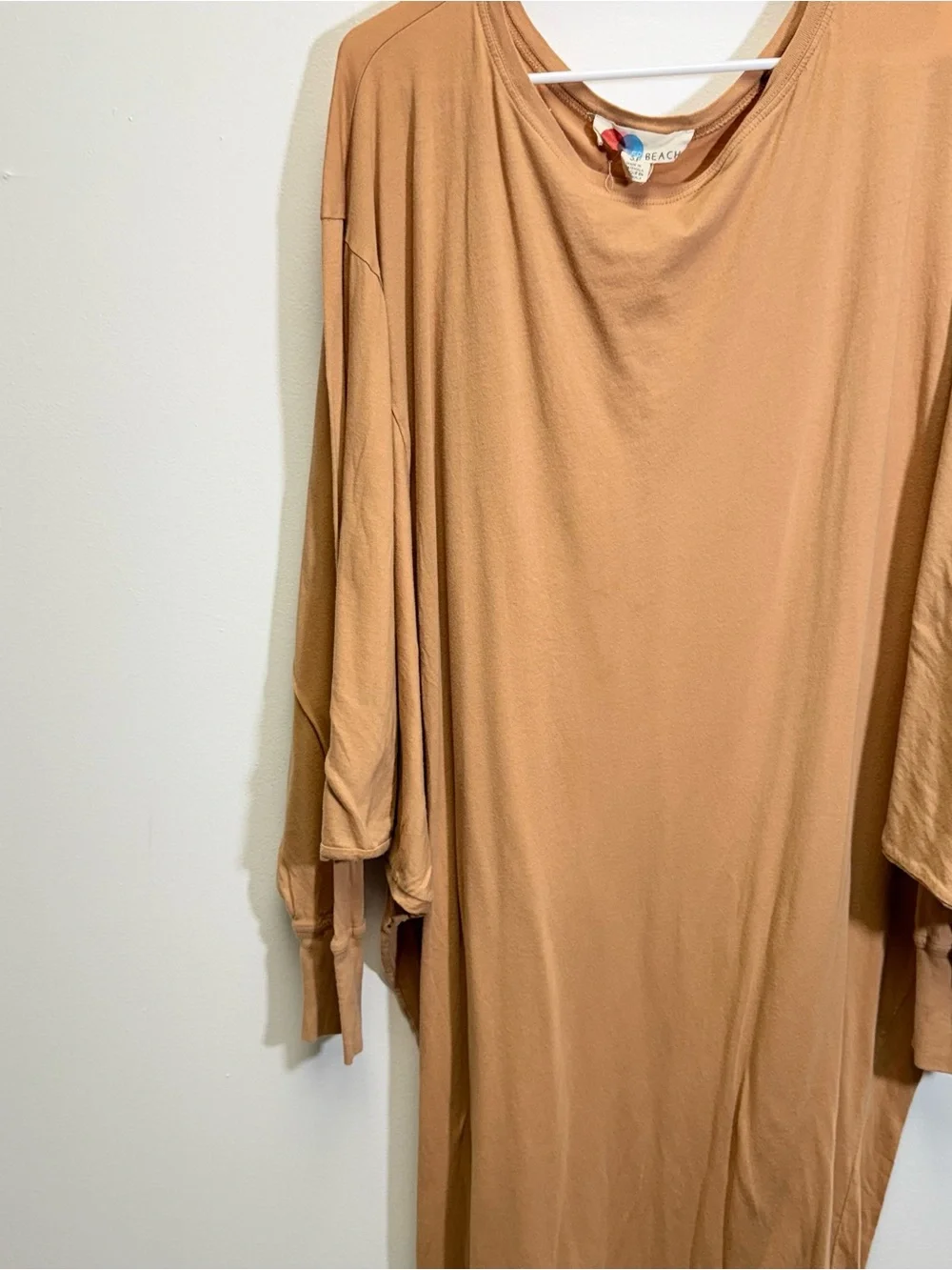 Free People Beach Lifestyle Off Shoulder Relaxed Maxi Dress Peach Tan Small